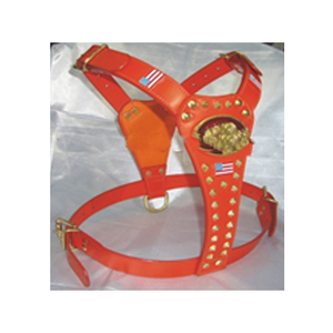 Best Selling Luxury Custom Color Leather Dog <b>Harness</b> Set Genuine Dog Collar <b>Leash</b> with Animal Pattern and Rivet Decoration - Product Image 1