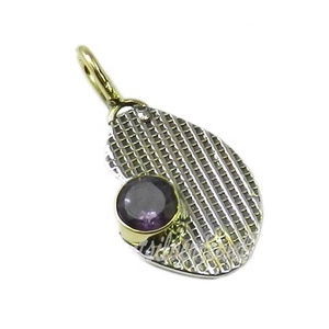 925 <b>Solid</b> Sterling Silver Amethyst Gemstone <b>Pendant</b> for Women Handmade Two Tone Fine Jewelry with <b>Gold</b> Plating - Product Image 1