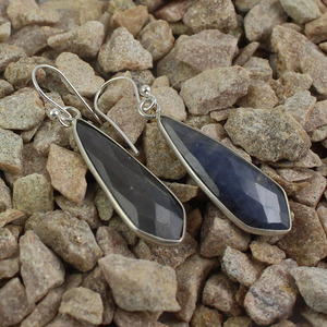 Pendientes de cometa de piedra de zafiro Pendientes de oro con zafiros naturales Anillo de moda Pendientes de mujer hermosos de oro real de moda - Product Image 2