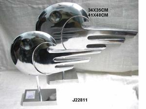 Venta caliente escultura de aluminio fundido forma de anillo y estilo estriado en espejo pulido decoración del hogar esculturas de Metal escaparate del hogar - Product Image 4