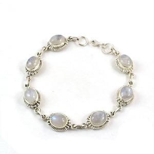 Finition oxydée 925 Sterling Bijoux En Argent pierre de Lune Arc-En-Ciel Bracelet - Product Image 3