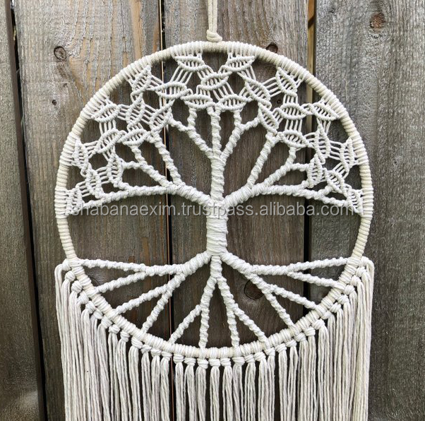 LEREATI Kit de macramé, kits de macramé à faire soi-même pour adultes débutants, kit attrape-rêves lune, ensemble d'artisanat de suspension murale comprenant un cordon de macramé de 3 mm, des perles