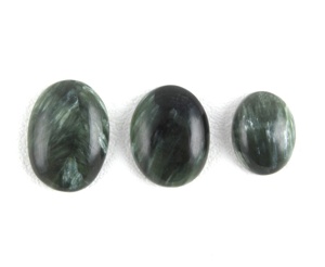 Vente en gros de 29 carats 3pcs de séraphinite naturelle de qualité AAA pierres précieuses en vrac 11x14.5-14x19 MM cabochons de forme ovale lisse de couleur verte - Product Image 2