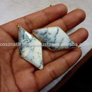 Dendrite Opale Argent Charms Plaqué Or Lunette Réglage Bijoux Bohème pour Femmes et Hommes Connecteur Personnalisé de Pierres Précieuses Expédition Rapide - Product Image 4