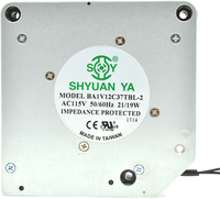 Petit ventilateur centrifuge AC 121x37mm avec moteur et roulement, mural, en plastique, certifié pour les usines de fabrication et l'usage domestique
