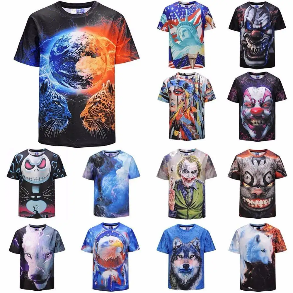 Herren 3D Animal Clown bedrucktes T-Shirt