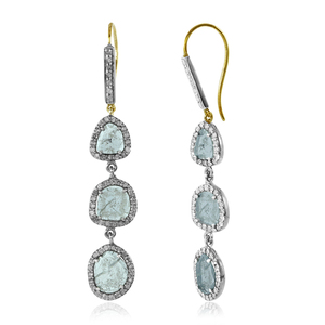 Pendientes Colgantes Victorianos de Plata 925 Oxidada con Diamantes Naturales Pavé y Diamantes Polki, Joyería Fina Hecha a Mano al por Mayor - Product Image 2