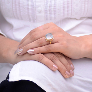 ธรรมชาติพลอยผู้หญิง925คอลเลกชันเงินสีขาวควอตซ์พลอยแหวนสำหรับสาวๆ - Product Image 1