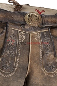 Pantalon en cuir bavarois pour homme, coupe confortable, style Oktoberfest, Lederhosen traditionnel, broderie personnalisée - Product Image 3