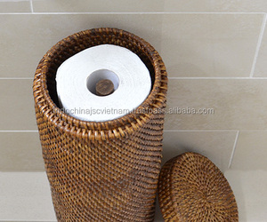 Soporte de papel artesanal hecho de ratán natural - Product Image 2