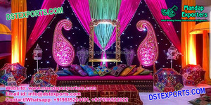 Punjabi Cultural Mehndi Ceremony Stage Sangeet <b>Party</b> Punjabi <b>Decoration</b> Indian Traditional Mehndi Ceremony Stage <b>Set</b> Decor USA - Product Image 6
