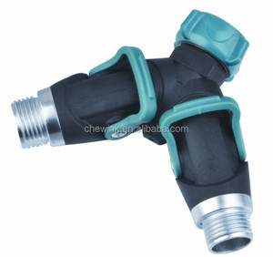 Garden Metal Plastic 2 Way Water Manifold Y <b>Hose</b> <b>Connector</b> with Lever On/Off Feature - Product Image 3