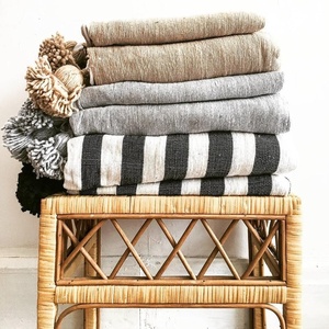 Couverture en laine tissée à la main marocaine Pom Pom Serviette portable douce tricotée et brodée pour la maison, l'hôtel ou le voyage Portable - Product Image 1