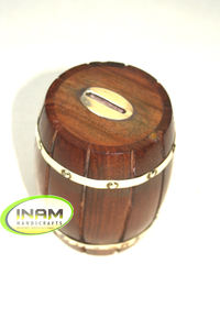 Premium Quality Folk Art Style Wooden <b>Money</b> <b>Box</b> Made From Sheesham Wood with Polished Brass Inlay Work - Product Image 2