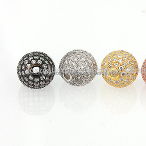 Charmes de bijoux en acier inoxydable de haute qualité, micro-pavés, en laiton, avec des billes, des capuchons, or, argent, zircon cubique, Coszcalt Exports - Product Image 1