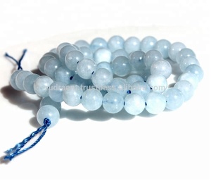 Cuentas sueltas de Aguamarina de 6mm/8mm, hebras de bricolaje, cuentas redondas naturales, piedras preciosas minerales, piedra de cristal curativa certificada por terceros - Product Image 3