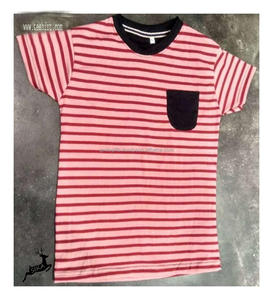 Venta caliente Navy Stripes Melange Camiseta Venta al por mayor Fabricante indio Tirupur Camisetas de algodón Tallas grandes Suministro directo de fábrica - Product Image 2