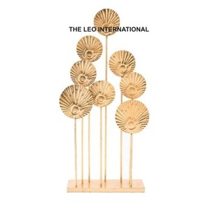 Fer Acier Métal Forme Ronde Sculpture Dorée Style Fantaisie Look Moderne Accent Maison Sculpture Décorative - Product Image 1