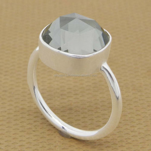 Natural Smoky Quartz 13x13mm <b>Cushion</b> Gemstone 925 Sterling Silver Bezal Set <b>Ring</b> for <b>Weddings</b> and Parties IG11193 - Product Image 4