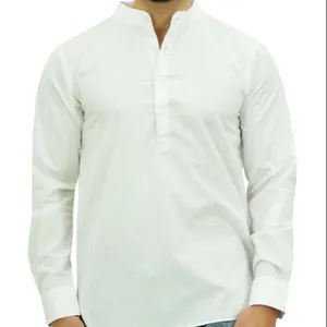 <b>Men's</b> Kurta Indian Cotton Long Sleeve Wooden Button One Pocket Front Side _ 60 - Product Image 1
