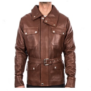 Veste en cuir décontractée pour hommes, mode urbaine, manches longues souples avec coupe flexible, respirante, tenue élégante pour l'hiver - Product Image 1