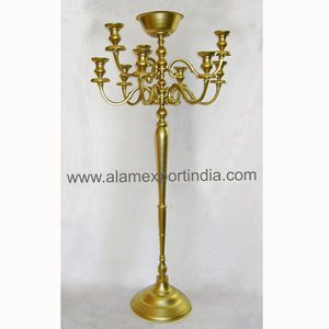 Top Selling Modern Design <b>Tall</b> Size Metal Aluminum 9 Arm Candelabra Silver Finished Candle Holder Flower Bowl in Top for <b>Table</b> - Product Image 3