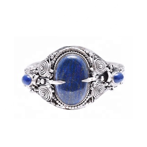 Brazalete de Plata de Ley 925 con Piedra de Lapislázuli, Diseño Clásico y Económico - Product Image 2