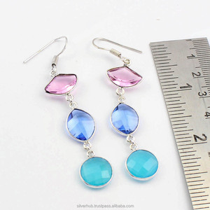 Pendientes de Plata Vintage, Plata de Ley 925, Hechos a Mano, con Piedras Preciosas Naturales, para Mujer, Regalo para Bodas y Fiestas - Product Image 1