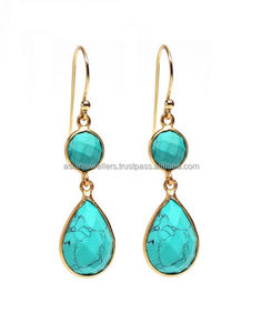Vermeil ทองชุดสีฟ้าครามพลอยต่างหู - Product Image 1