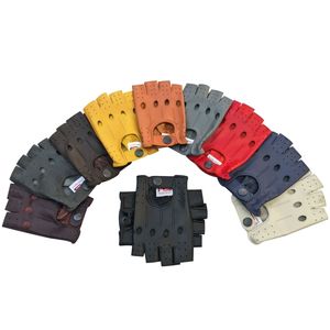 Guantes Retro de cuero auténtico para hombre, sin dedos, para conducir, sin forro, para conductores, nuevos - Product Image 1