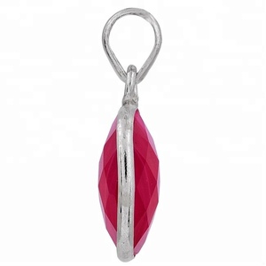Colgante de Plata de Ley 925 con piedras preciosas de ágata de encaje rosa con colgante de moda plateado para fiesta de regalo de boda. - Product Image 2