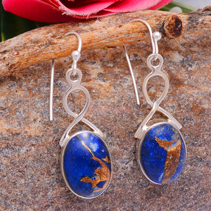Pendientes de Plata de Ley 925 turquesa de cobre azul bien formados, ajuste de bisel clásico Chapado en plata a la moda, regalos de boda - Product Image 3