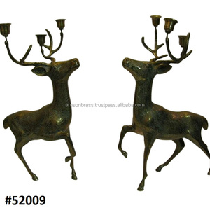 Bougeoir à 6 bras de renne aux finitions antiques Bougeoir en métal aluminium T-lite Holder - Product Image 4
