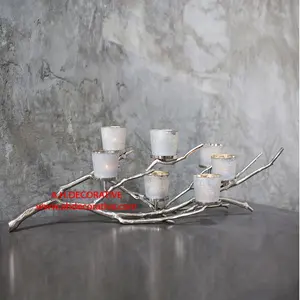 Bougeoir en métal argenté 7 branches avec verre Votives Design élégant vaisselle Offre Spéciale bougeoir luxueux branche
