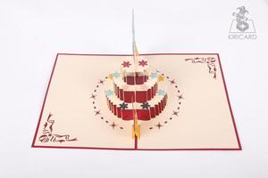 Hermoso hecho a mano 'Feliz cumpleaños' Kirigami corte láser tarjeta de felicitación recuerdo de boda papel artesanías tarjeta de regalo al por mayor - Product Image 3