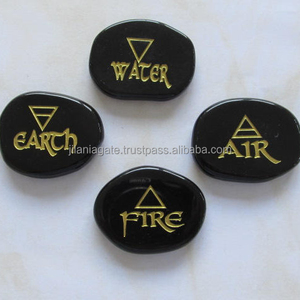 Mayorista 5 Elemento Negro Ágata Palma Piedra Conjunto Grabado Reiki Feng Shui Estilo 7 Chakra Tallado Cuarzo Cristal Piedra preciosa Bola - Product Image 1