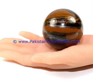 หินอัญมณีบำบัดตาเสือทำจากแร่ธรรมชาติทรงกลมทำจากเหล็กสีน้ำตาลขัดเงา - Product Image 5