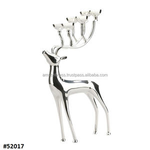 Portavelas de animales de metal plateado Portavelas más vendido Portavelas de renos de vacaciones de Navidad - Product Image 3