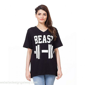 High Street T-shirt ample et écologique pour femmes, col en O, manches courtes, mélange de coton-Design personnalisé sérigraphié en soie - Product Image 5