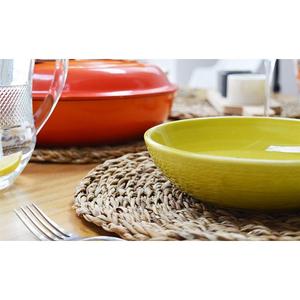 ผ้าทอสไตล์ยุโรปเป็นมิตรต่อสิ่งแวดล้อมเสื่อรองจานทรงกลมสีธรรมชาติกำหนดขนาดได้เอง - Product Image 2