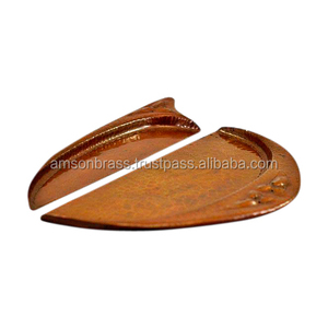 Plateau en métal et cuivre pur, aspect marbré, rectangulaire - Product Image 4