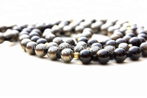 108 collier de perles Mala pyrite nouée 6mm obsidienne en argent naturel poli pour le yoga collier de perles de mode religieuse - Product Image 2