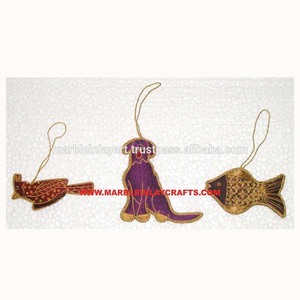 Fish Shape Embroidered Zari Decorative Hangings Ornament - Product Image 1