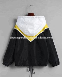 Chaqueta Cortavientos Anorak de Nailon Impermeable con Rayas para Mujer, Talla Grande, Personalizada, Económica, Ecológica, con Media Cremallera y Capucha en Contraste - Product Image 2