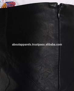 Mini-jupe en cuir de mouton véritable avec poches zippées pour femme, nouvelle collection - Product Image 5