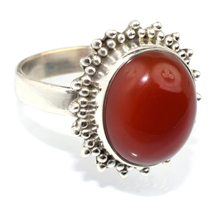 Bagues en argent Sterling 925 de cornaline Orange de forme ovale, vente en gros de bijoux en argent - Product Image 1