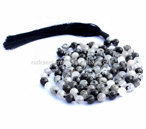 สร้อยคอลูกปัดของศิลปินชาวอินเดียทำด้วยมือทั้ง108ควอตซ์และลูกปัดมาลาพู่ห้อยแบบโบฮีเมียนมาลาสำหรับงานเลี้ยงทางศาสนาใช้ได้ทั้งชายและหญิง - Product Image 3