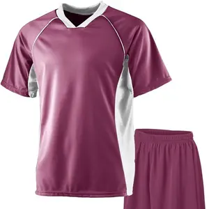 Weltcup Design Thailand Qualität Maroon Fußball trikot mit weißen und kastanien braunen Shorts Fußball uniform