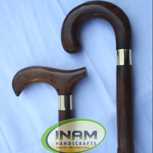 Bâton de marche pliable en bois de style vintage sculpté à la main de meilleure qualité avec poignée ronde/Derby en bois de styliste - Product Image 1