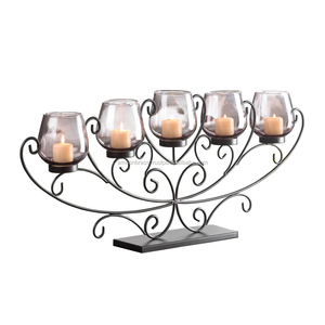 <b>Set</b> of 3 Metal Iron & Glass <b>Candle</b> Holder Handmade - Product Image 3